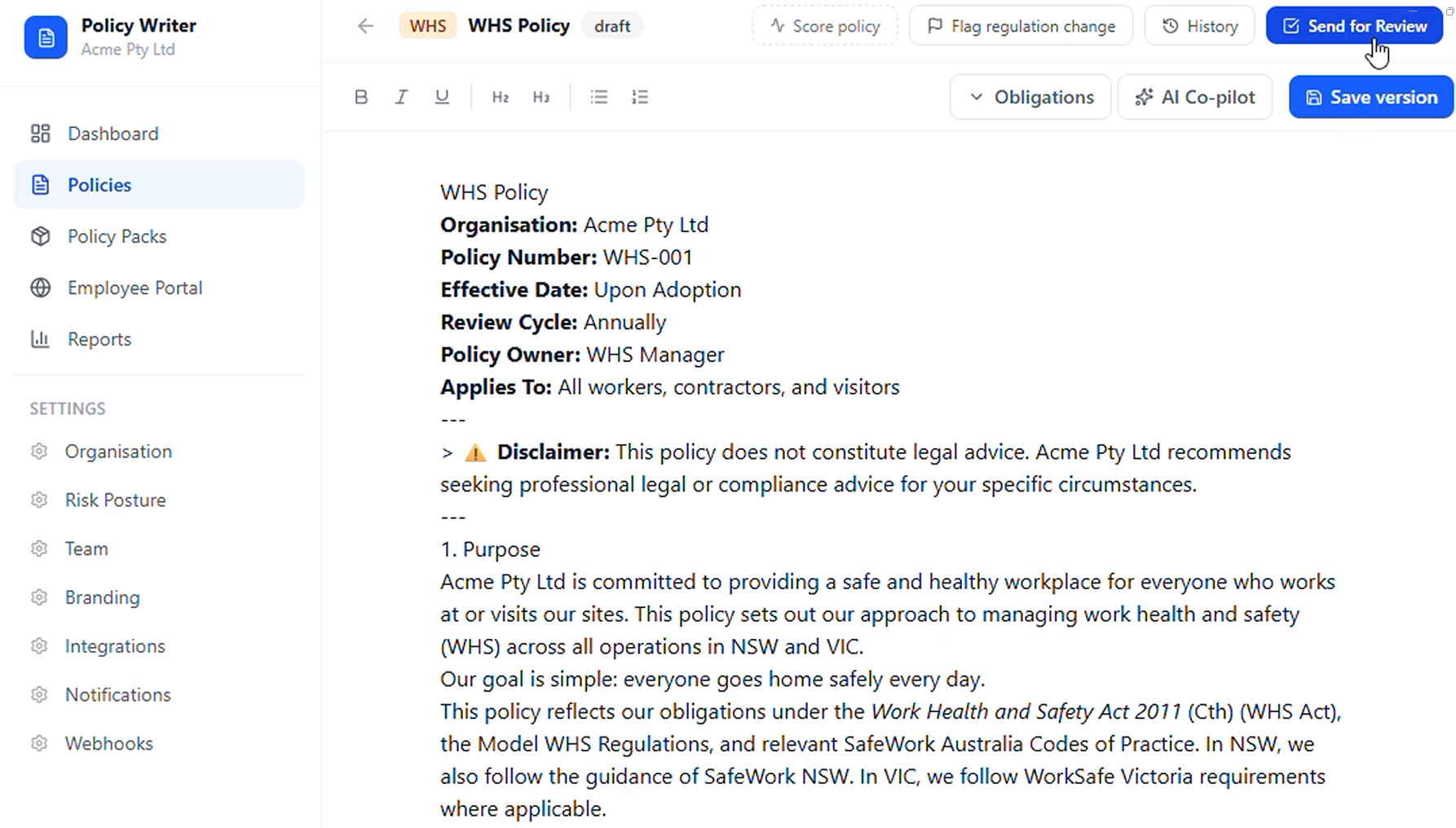 AI policy generator
